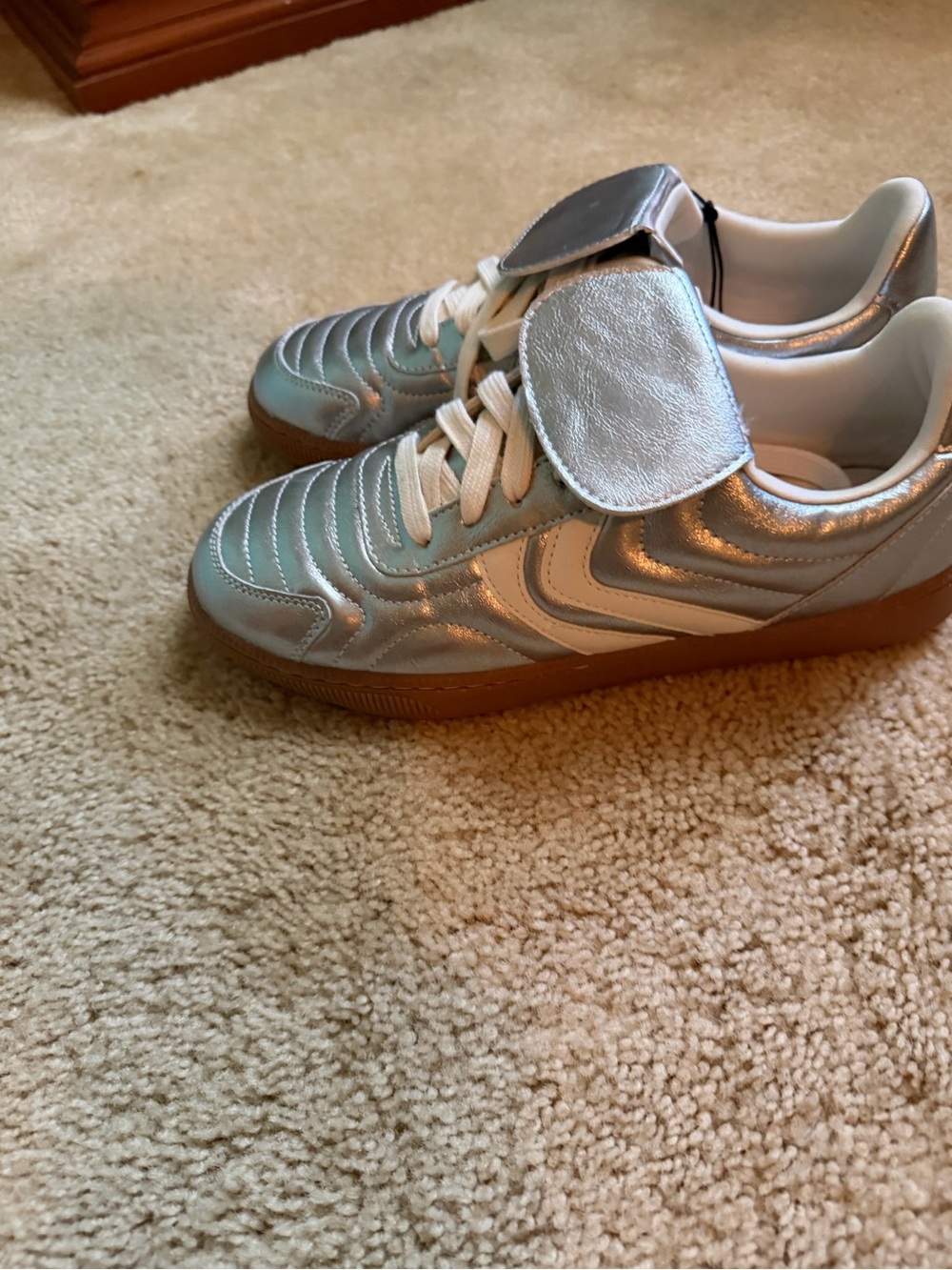 Steve Madden Metallic Silver Sneakers with Gum Sole